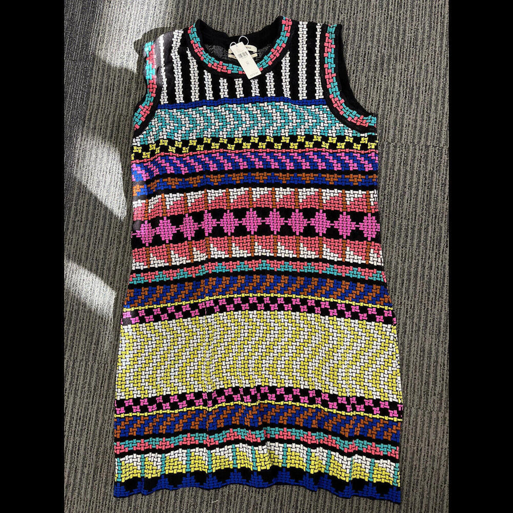NWT New Anthro Aldomartins Mosaic Jackie Knit Graphic Dress XL